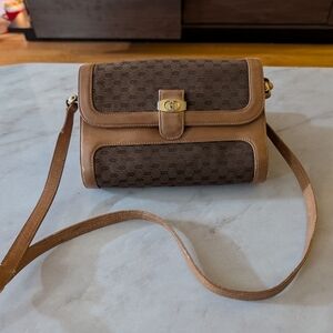 Gucci Vintage Brown and Tan Crossbody Bag